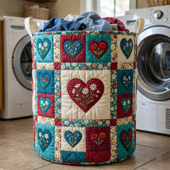 Heart Garden Quilted Laundry Basket Floral Heart Storage Basket Cool Room Decor Gifts