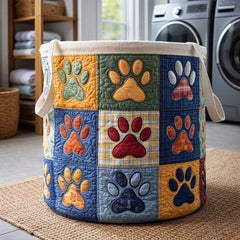 Paw Paradise Quilted Laundry Basket Puppy Lover Hamper Gift For Pet Parents 2