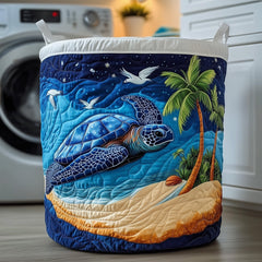 Ocean Turtle Paradise Quilted Laundry Basket Turtle Lover Clothes Hamper Gifts For Living Rooms