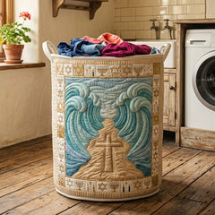 Parting Waters Quilted Laundry Basket Cross And Waves Laundry Hamper Home Gifts For Mom
