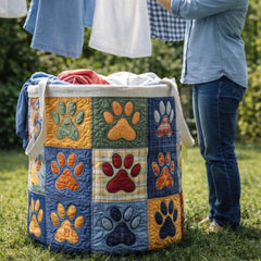 Paw Paradise Quilted Laundry Basket Puppy Lover Hamper Gift For Pet Parents 5