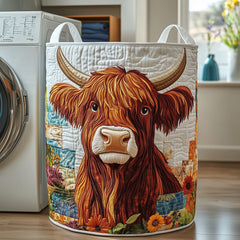 Highland Cow Quilted Laundry Basket Cow Lover Hamper Gift For Sister Home Decor
