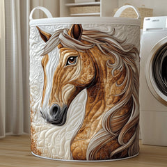 Majestic Horse Portrait Quilted Laundry Basket Horse Lover Laundry Hamper Top Gift