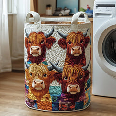 Highland Cow Quilted Laundry Basket Cow Lover Clothes Hamper Best Room Decor Gifts For Her