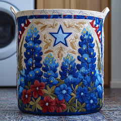 Texas Bluebonnet Quilted Laundry Basket Bluebonnet Star Laundry Bin Cool Room Decor