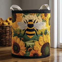 Sunflower Bee Quilted Laundry Basket Bee Sunflower Laundry Hamper New Home Gift Ideas