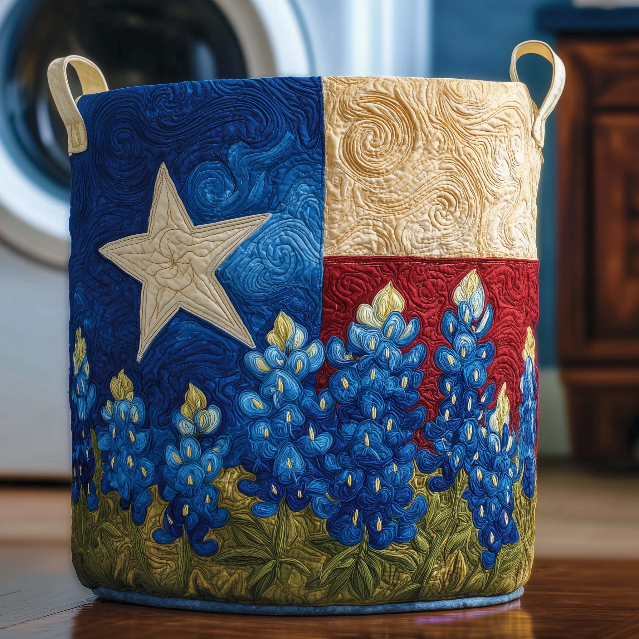 Texas Bluebonnets Quilted Laundry Basket Texas Laundry Hamper Unique Home Decor Finds