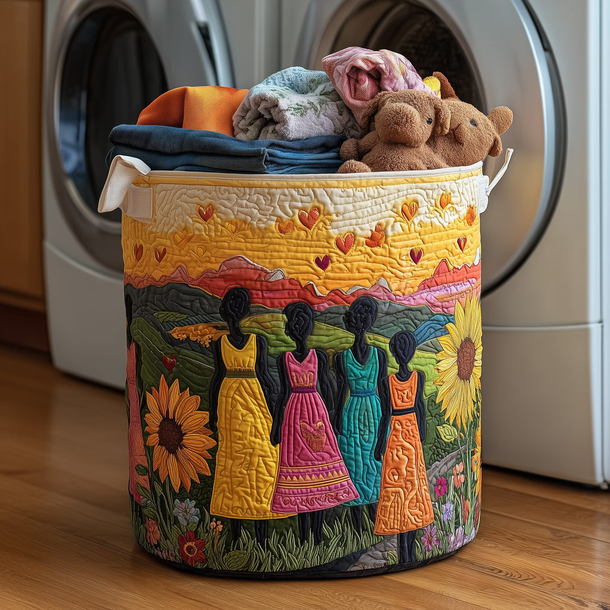 Sisterhood Garden Quilted Laundry Basket Women Garden Storage Basket Best Home Decor Gifts