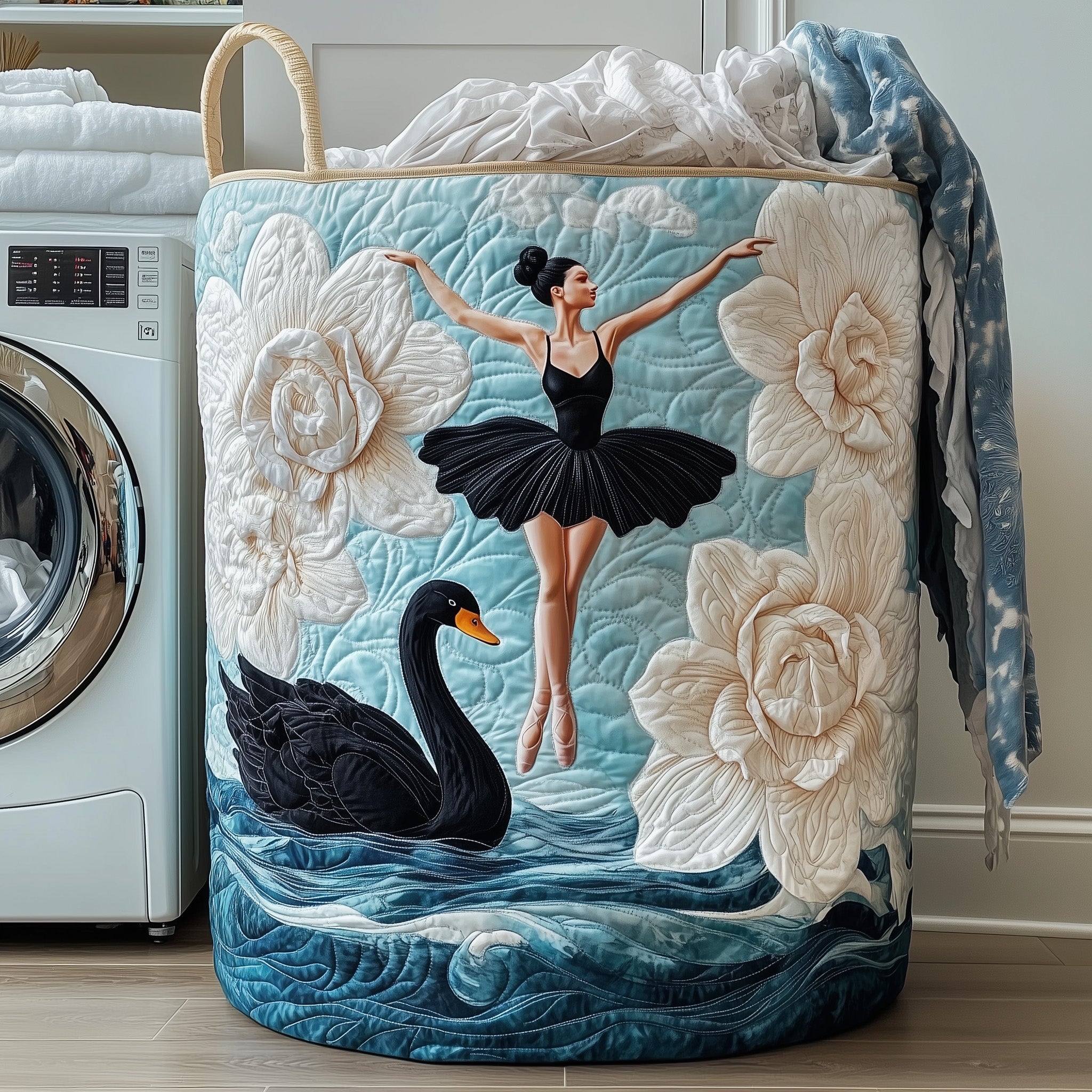 Swan Ballet Quilted Laundry Basket Ballerina Swan Laundry Hamper Gifts For Home Lovers