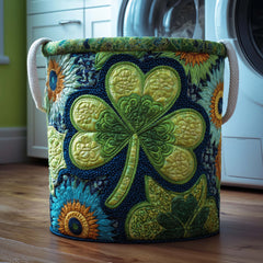Shamrock Garden Quilted Laundry Basket Shamrock Floral Clothes Hamper Unique Gift