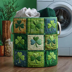 Shamrock Patchwork Quilted Laundry Basket Shamrock Lover Storage Basket Room Decor Gift