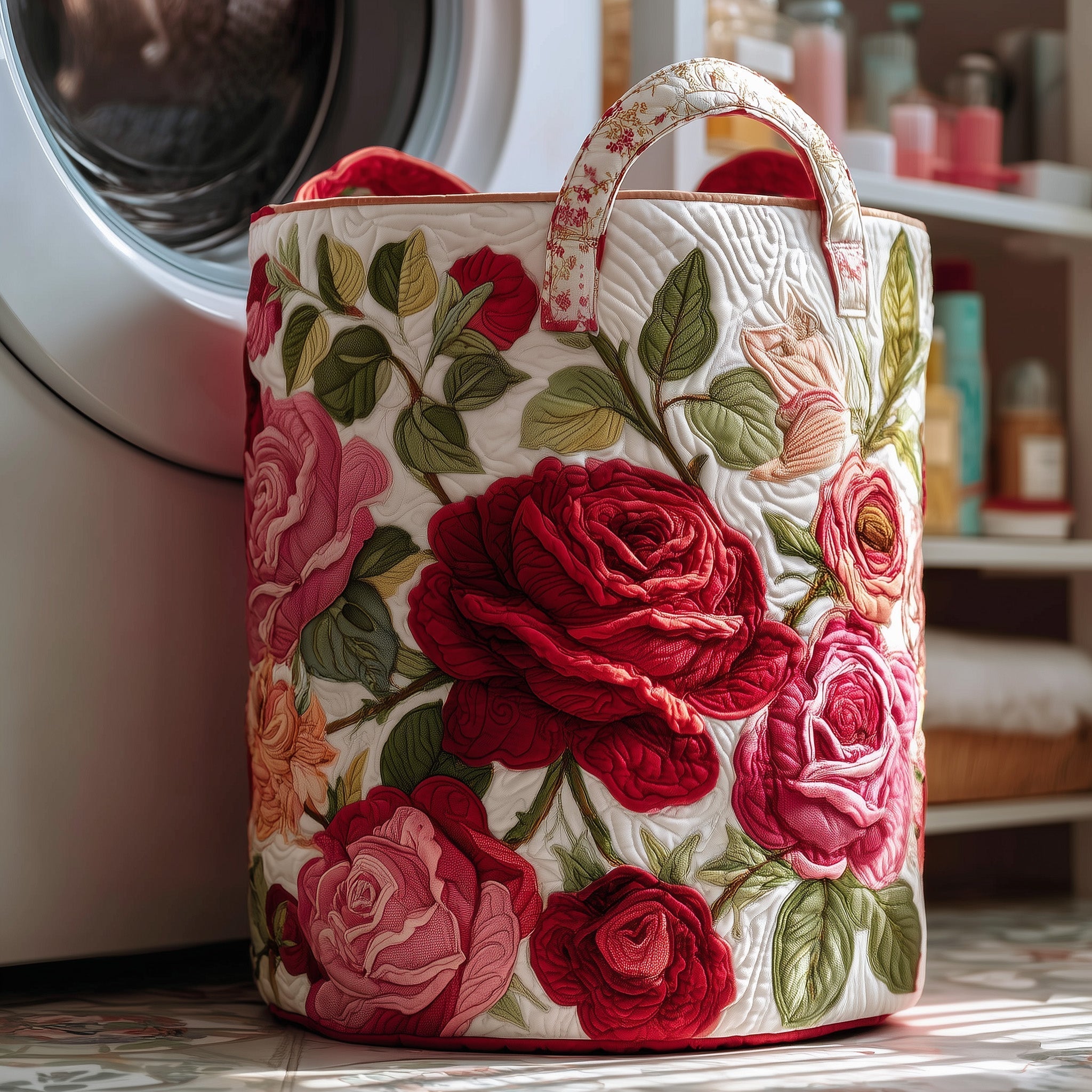 Rose Garden Quilted Laundry Basket Floral Laundry Basket Storage Basket Presents For New Home