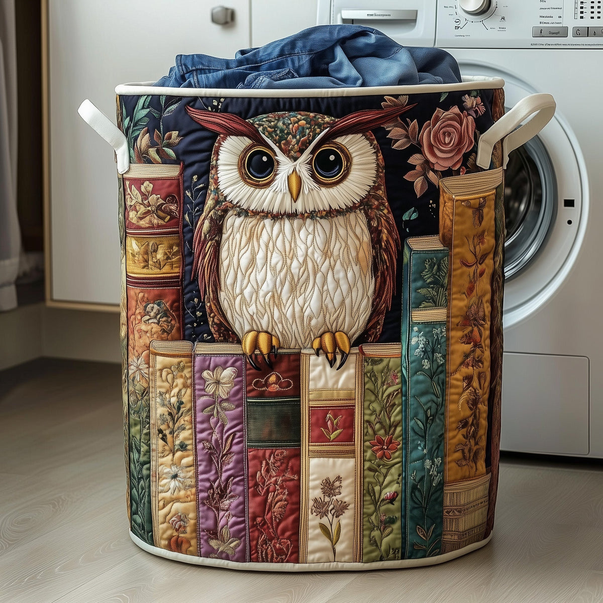 Wise Owl Books Quilted Laundry Basket Owl Book Lover Laundry Hamper Cozy Gift