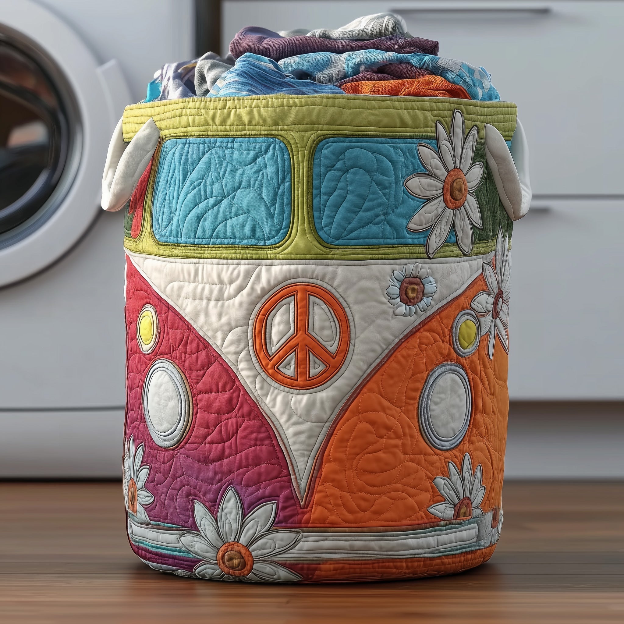 Peaceful Van Quilted Laundry Basket Peace Van Laundry Bin Home Gifts For Women