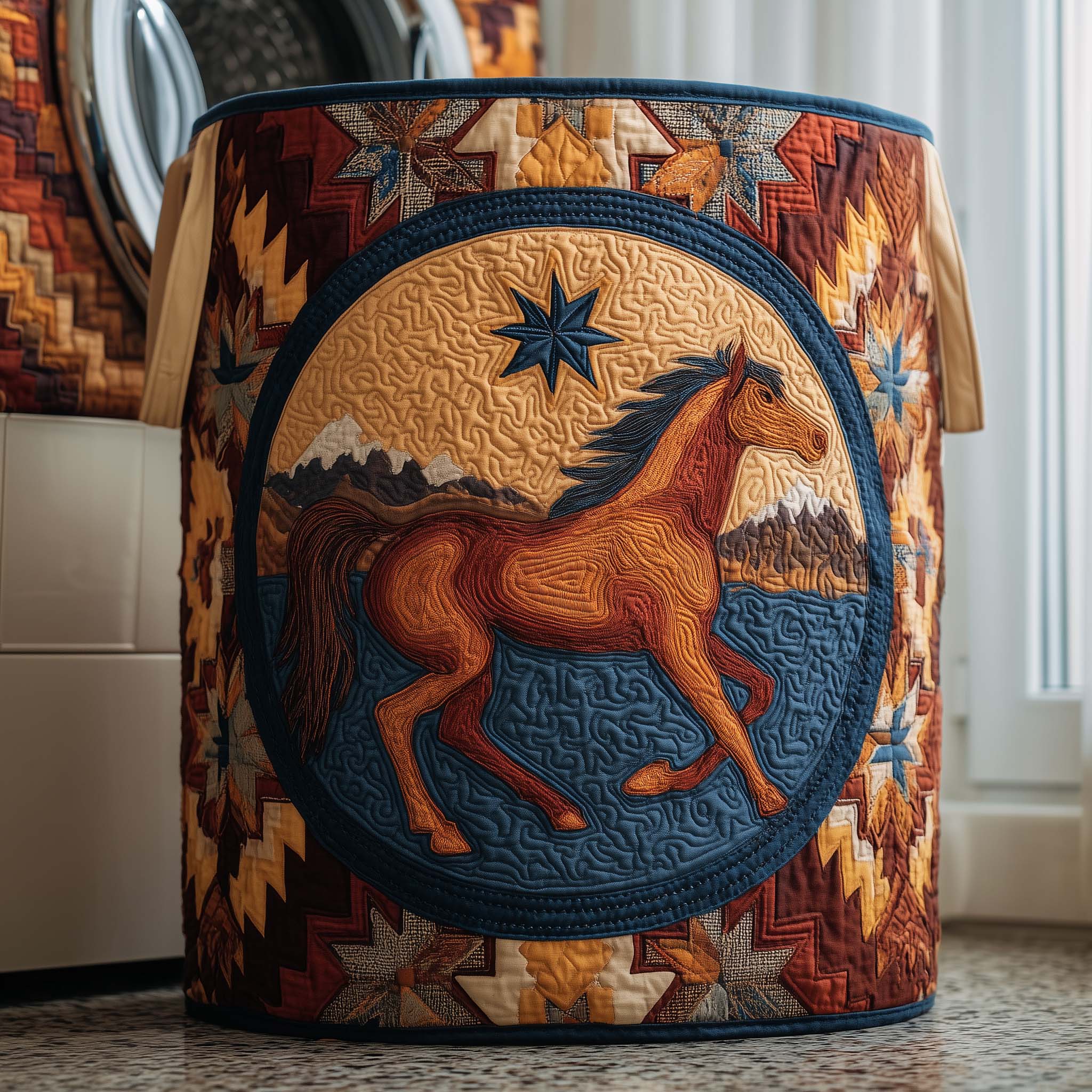 Wild Horse Spirit Quilted Laundry Basket Horse Lover Laundry Bin Best Home Gifts For Mom