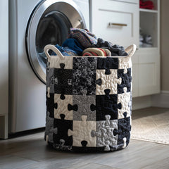 Puzzle Piece Quilted Laundry Basket Jigsaw Puzzle Patchwork Basket Hamper Cozy Home Decor Gifts