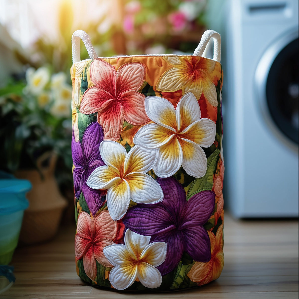 Tropical Floral Quilted Laundry Basket Floral Laundry Clothes Hamper Home Decor Gifts For Wife