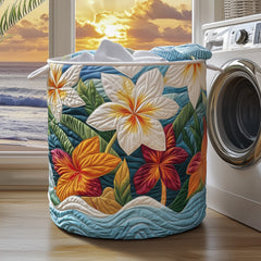 Tropical Floral Quilted Laundry Basket Floral Beach Clothes Hamper Gift For Living Room
