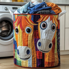 Quirky Horse Faces Quilted Laundry Basket Horse Lover Hamper Ideas Gift