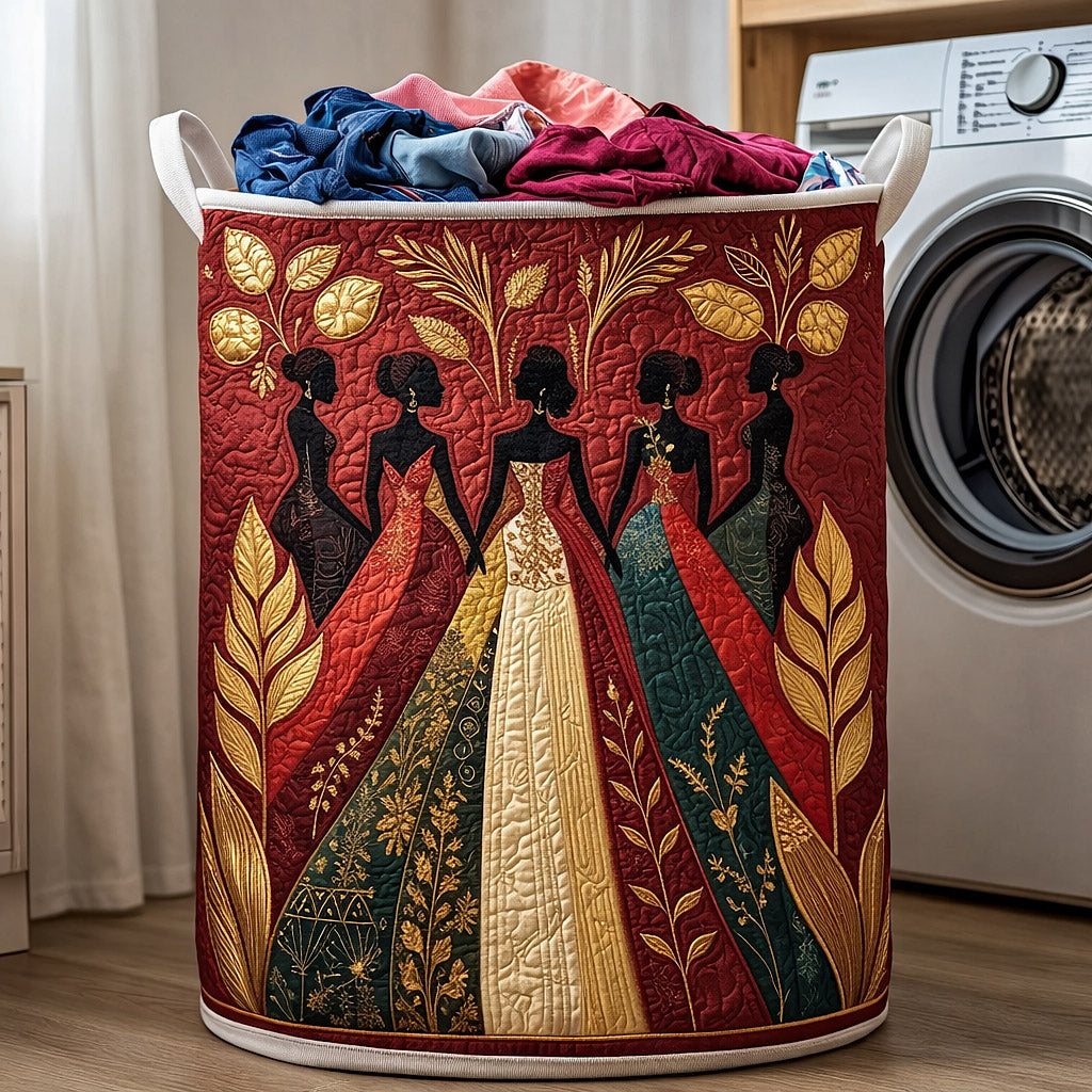 Sisterhood Garden Quilted Laundry Basket Women Floral Hamper Home Decor Ideas