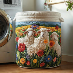 Sheep Meadow Quilted Laundry Basket Sheep Lover Storage Basket Gift For Living Room