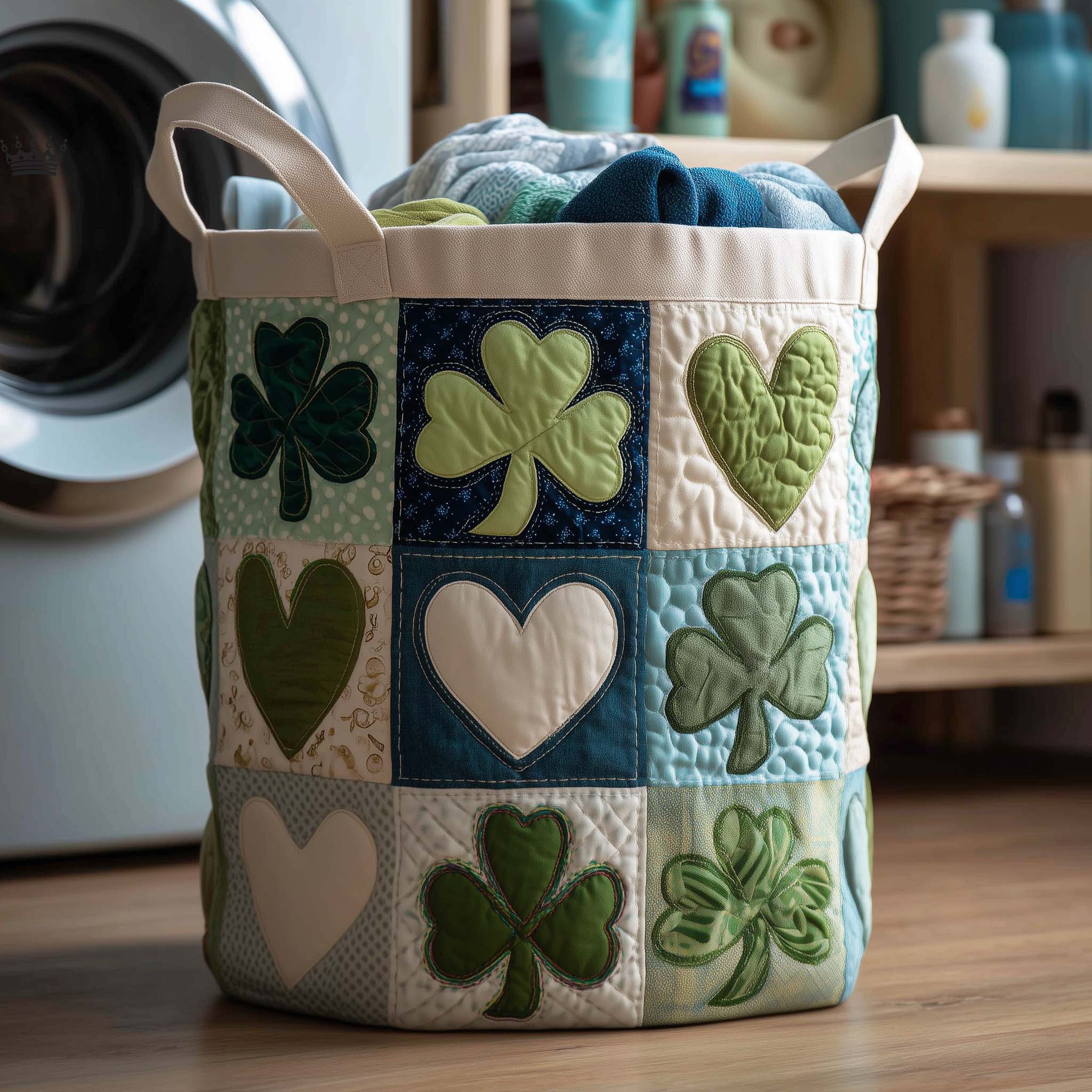 Shamrock Heart Quilted Laundry Basket Floral Shamrock Storage Basket New Home Ideas