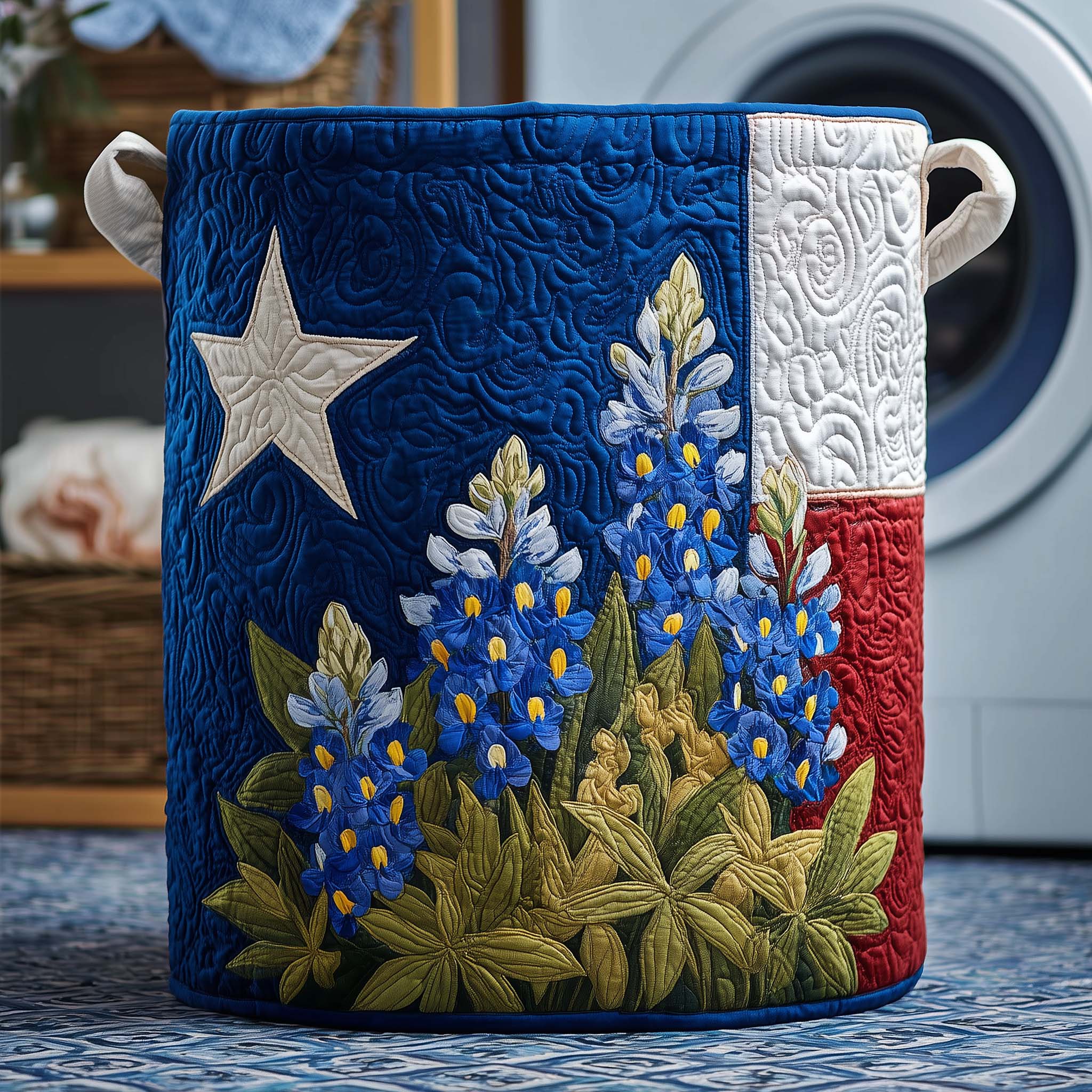 Texas Bluebonnets Quilted Laundry Basket Texas Flag Lone Star Laundry Bin Cool Gift