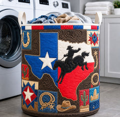 Texas Rodeo Quilted Laundry Basket Cowboy Rodeo Hamper Unique Decor Gift