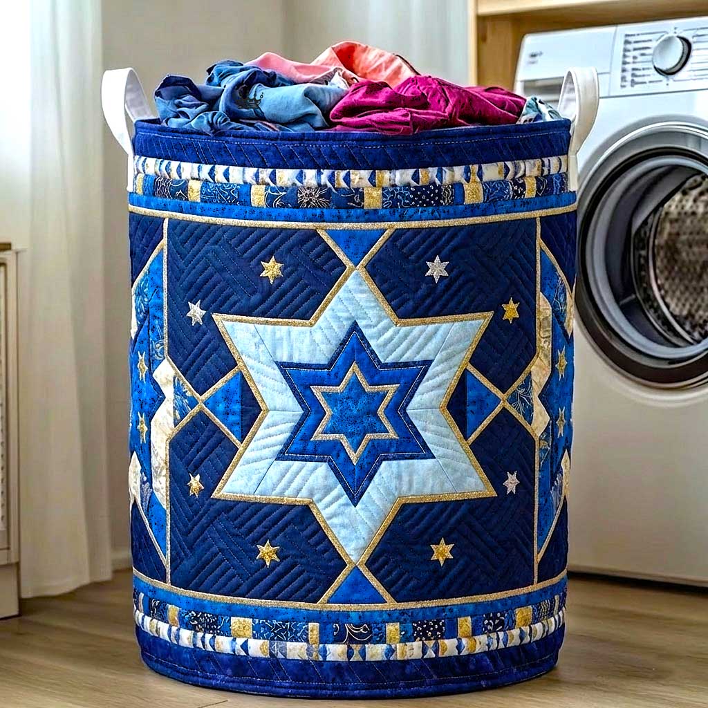 Starry Night Quilted Laundry Basket Star Quilt Storage Basket Cute Room Decor