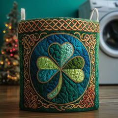 Shamrock Celtic Knot Quilted Laundry Basket Shamrock Celtic Hamper Cozy Living Gift Ideas