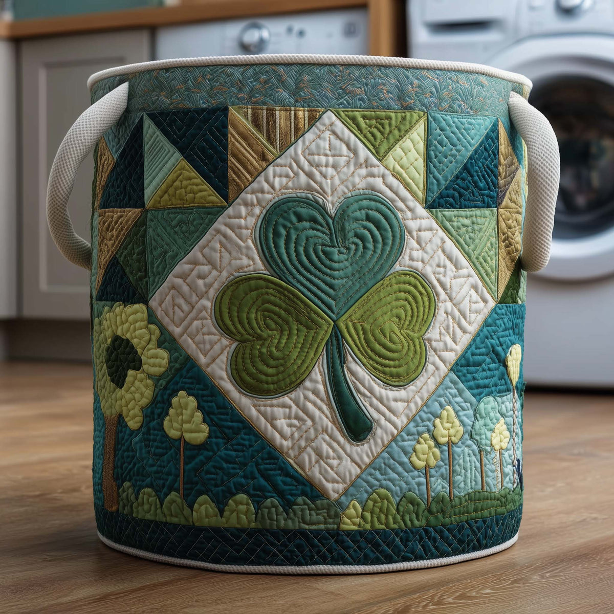 Shamrock Garden Quilted Laundry Basket Shamrock Patch Storage Basket Home Decor Gifts For Mom