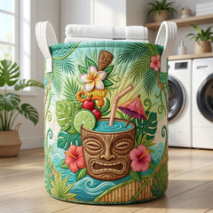 Tropical Tiki Bar Quilted Laundry Basket Tiki Drink Hamper Present For House Lovers