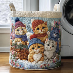 Winter Kitten Gathering Quilted Laundry Basket Kitten Lover Laundry Bin Gift For New Homeowners