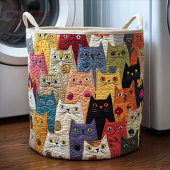 Whimsical Cats Quilted Laundry Basket Cat Lover Laundry Bin Gift For New Homeowners