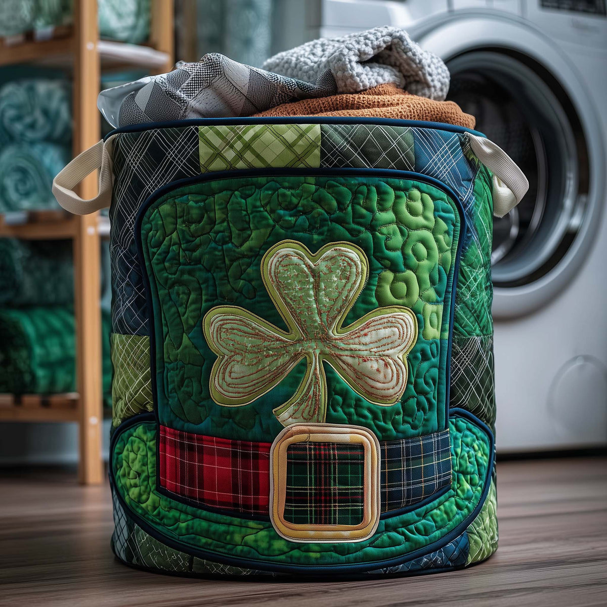 Shamrock Hat Quilted Laundry Basket Shamrock Hat Hamper Gift For Room Decor