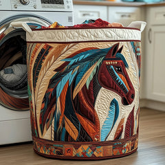 Tribal Horse Spirit Quilted Laundry Basket Horse Lover Laundry Bin Home Decor Gifts For Wife
