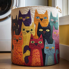 Quirky Cat Crew Quilted Laundry Basket Cat Lover Hamper Heartwarming Gifts For Grandma