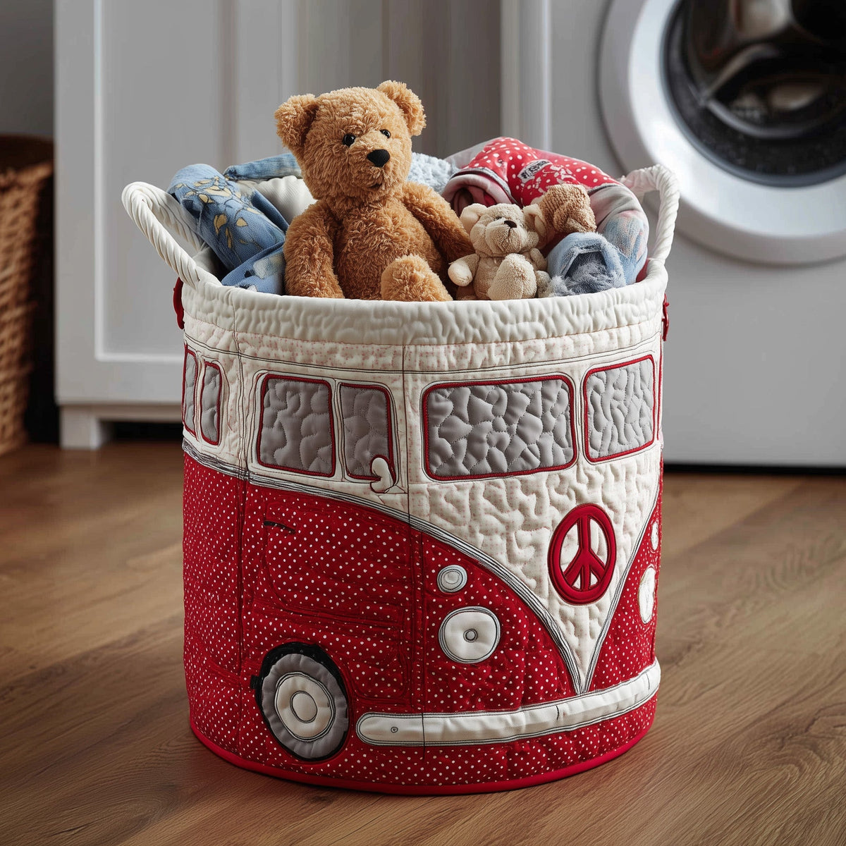 Retro Camper Van Quilted Laundry Basket Vintage Camper Van Storage Clothes Hamper Gifts