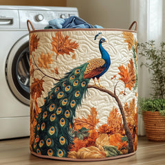 Peacock Autumn Quilted Laundry Basket Peacock Lover Clothes Hamper Presents For New Home