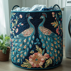 Peacock Garden Quilted Laundry Basket Peacock Floral Laundry Hamper Home Gifts For Mom