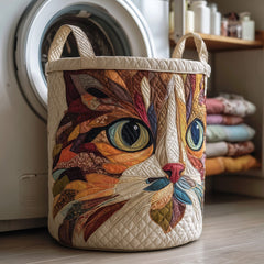 Quilted Cat Face Quilted Laundry Basket Cat Lover Hamper Thoughtful Home Gifts For Mom