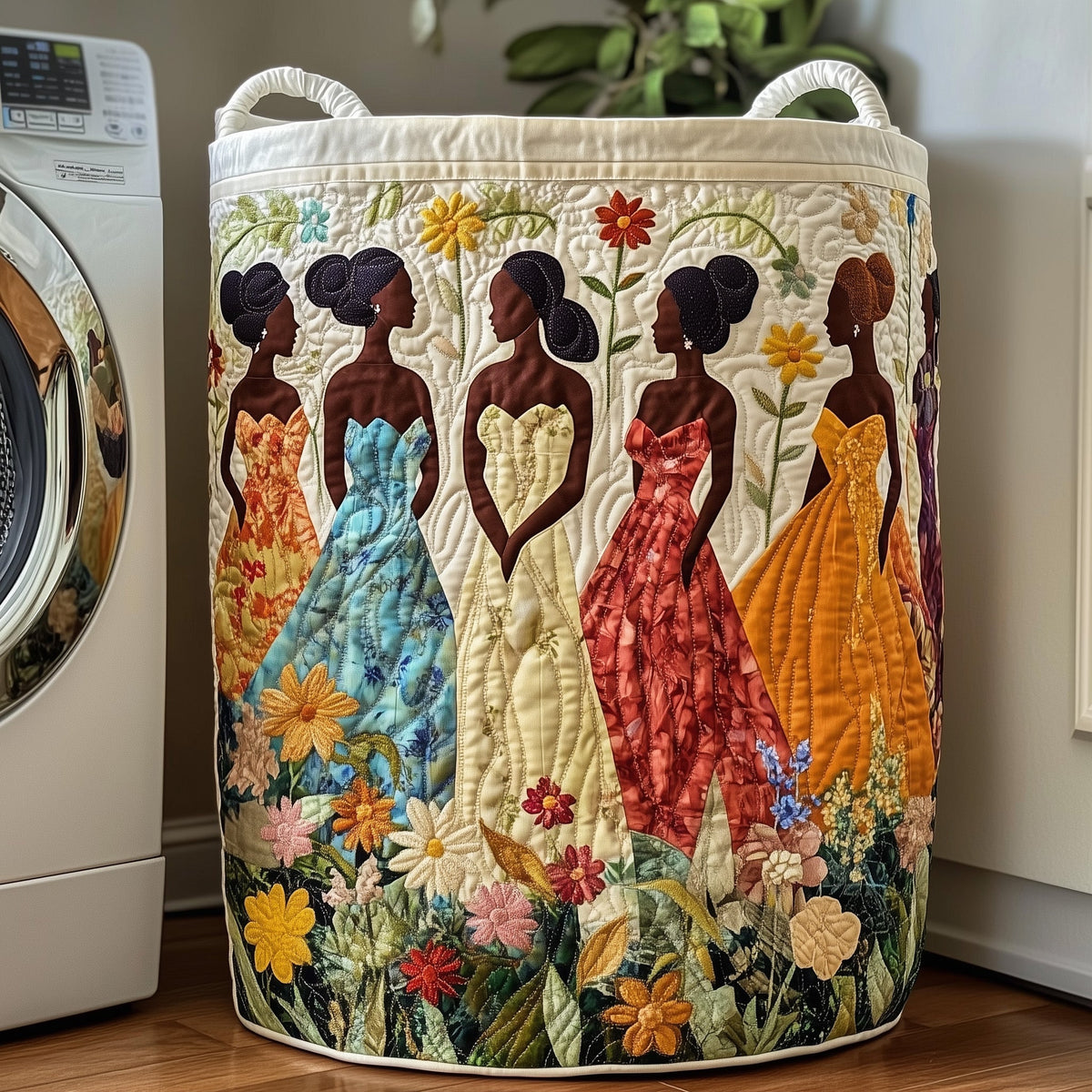 Women_s Garden Quilted Laundry Basket Women Floral Clothes Hamper Unique Home Gifts For Sister