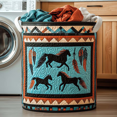 Running Horses Quilted Laundry Basket Horse Lover Laundry Hamper New Home Gift