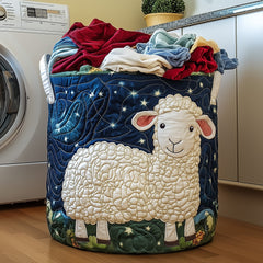 Starry Night Sheep Quilted Laundry Basket Sheep Lover Clothes Hamper Gift For Her Room Decor