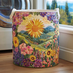 Sunflower Meadow Quilted Laundry Basket Sunflower Lands Hamper Gifts For House Lovers