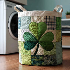 Shamrock Patchwork Quilted Laundry Basket Floral Shamrock Laundry Hamper Cute Room Decor