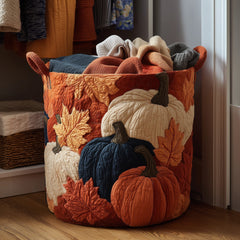 Pumpkin Patch Quilted Laundry Basket Autumn Pumpkins Laundry Hamper Present For Mom Home Decor