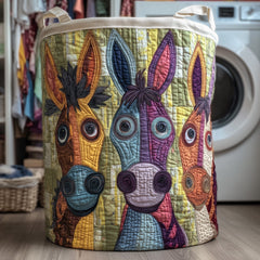 Quirky Donkey Trio Quilted Laundry Basket Donkey Lover Laundry Bin Gift For Wife Home Decor