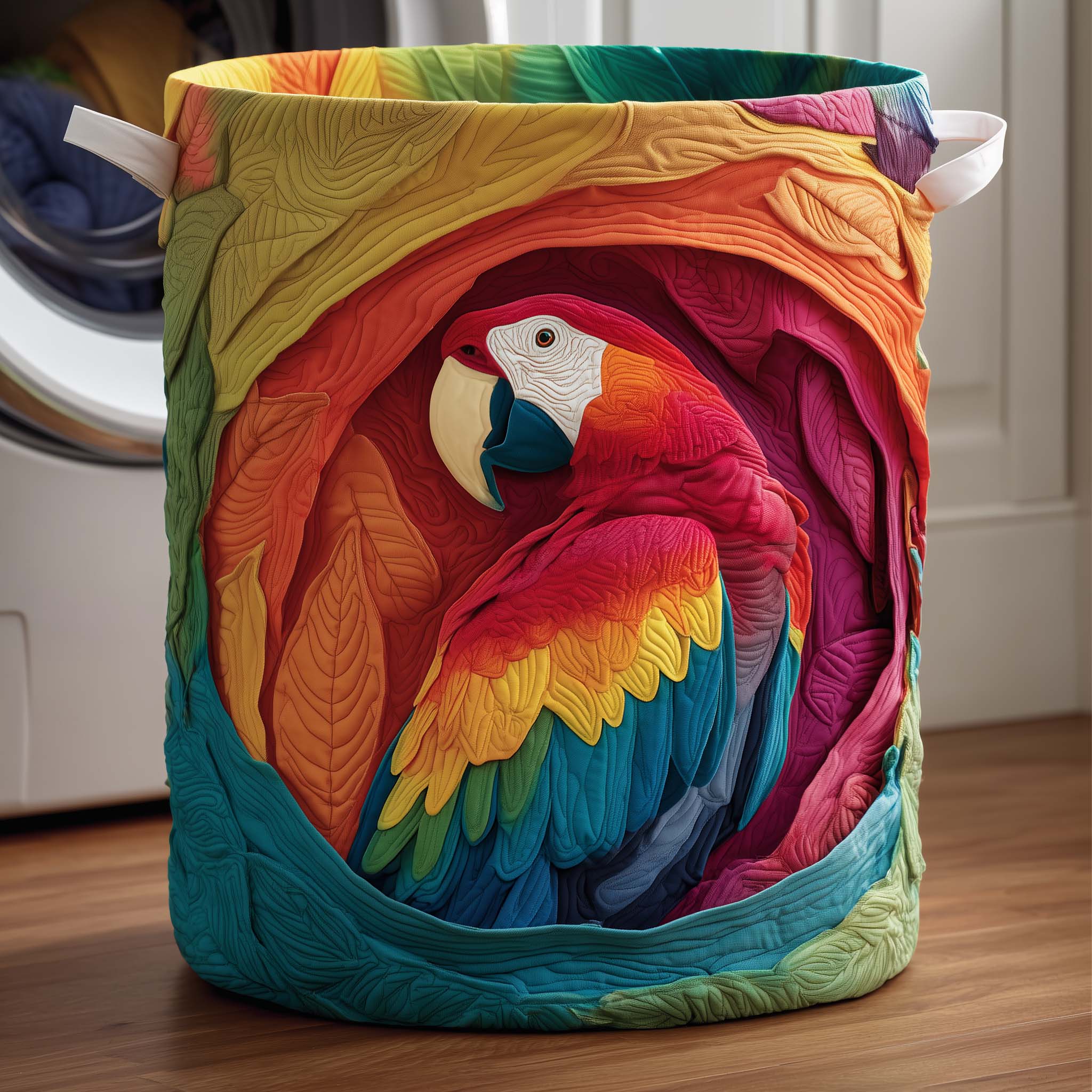 Tropical Parrot Quilted Laundry Basket Parrot Lover Clothes Hamper Home Gifts For Grandma