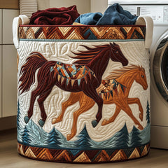 Running Horses Quilted Laundry Basket Horse Lover Clothes Hamper Home Gift